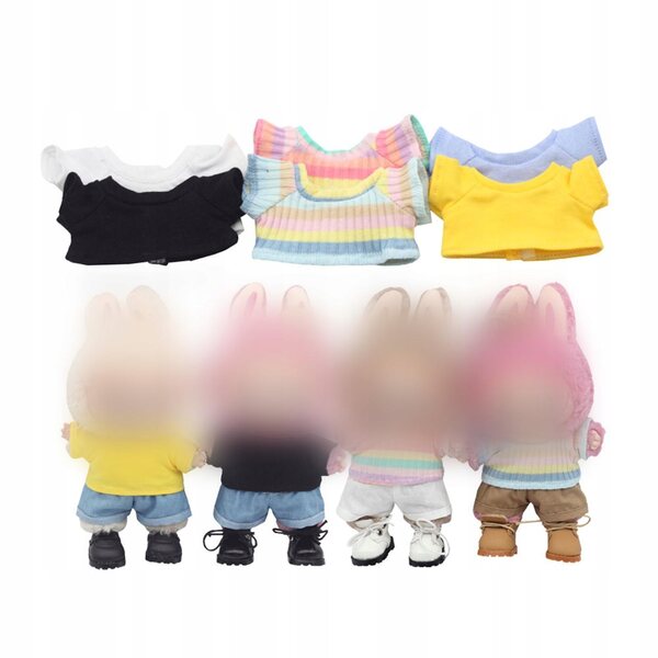 Bekleidungsset für 15-cm-Puppen, rosa gestreiftes T-Shirt und passende Hose