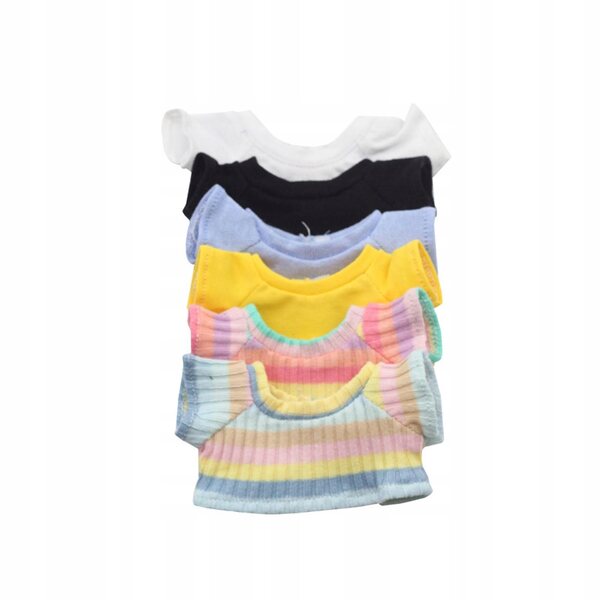 Bekleidungsset für 15-cm-Puppen, rosa gestreiftes T-Shirt und passende Hose