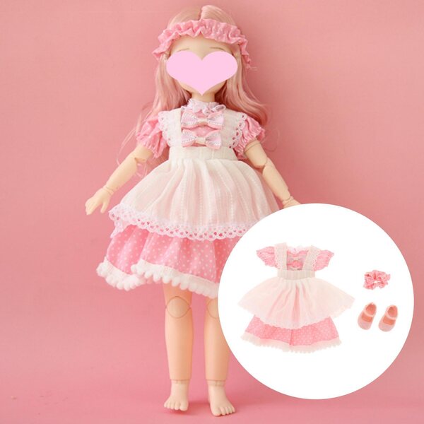30-cm-Puppenoutfit mit Haarschmuck und Schuhen, Stil 3