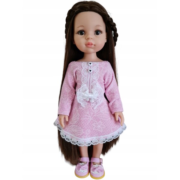 Rosa Spitzenkleid für Paola Reina 32 cm Puppe, elegantes und hochwertiges Kleid