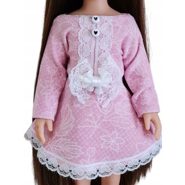 Rosa Spitzenkleid für Paola Reina 32 cm Puppe, elegantes und hochwertiges Kleid