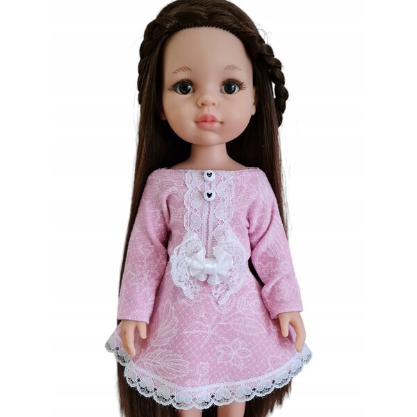Rosa Spitzenkleid für Paola Reina 32 cm Puppe, elegantes und hochwertiges Kleid