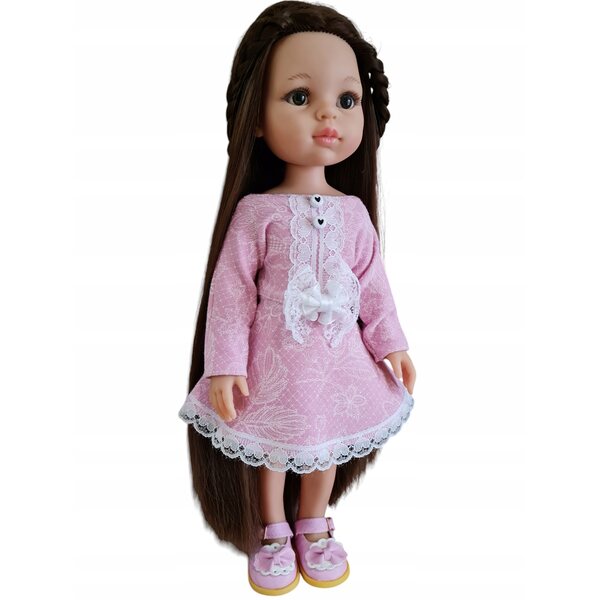 Rosa Spitzenkleid für Paola Reina 32 cm Puppe, elegantes und hochwertiges Kleid