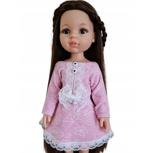Rosa Spitzenkleid für Paola Reina 32 cm Puppe, elegantes und hochwertiges Kleid