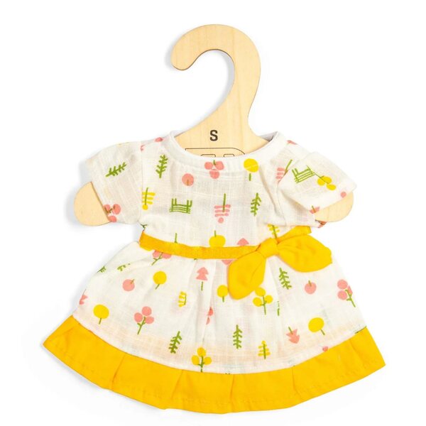 Bigjigs-Kleid mit gelbem Besatz für eine 25-cm-Puppe – Größe S