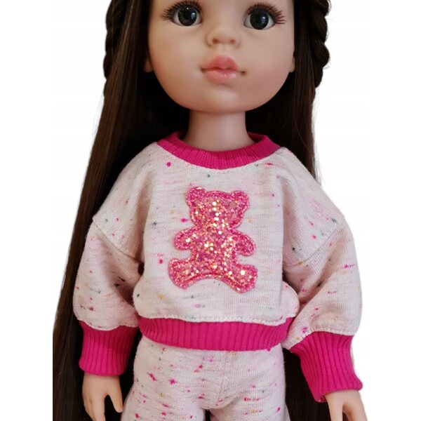 Kleidung für Paola Reina 32 cm Puppen – 2-in-1-Overall-Set mit Glitzerbär