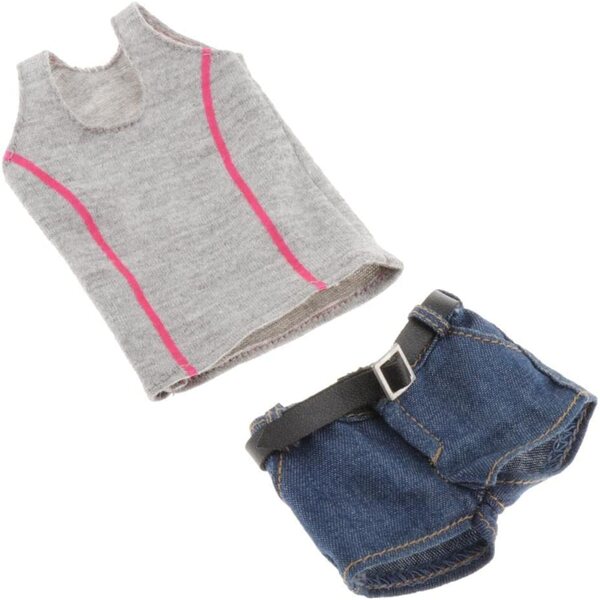 1:6 Blaues Damenbekleidungsset für 12-Zoll-Puppen – Weste und Shorts