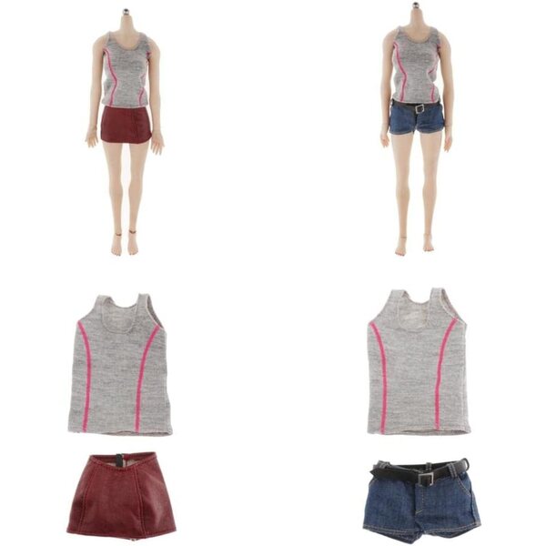 1:6 Blaues Damenbekleidungsset für 12-Zoll-Puppen – Weste und Shorts
