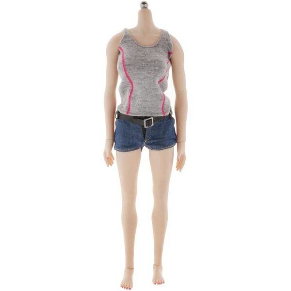 1:6 Blaues Damenbekleidungsset für 12-Zoll-Puppen – Weste und Shorts