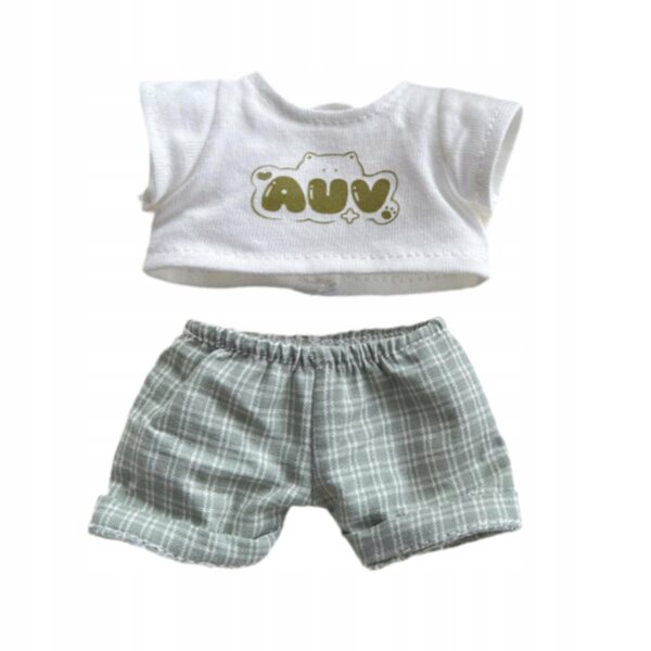 Bekleidungsset für 6-Zoll-Puppen mit mehrfarbigem T-Shirt und Hose