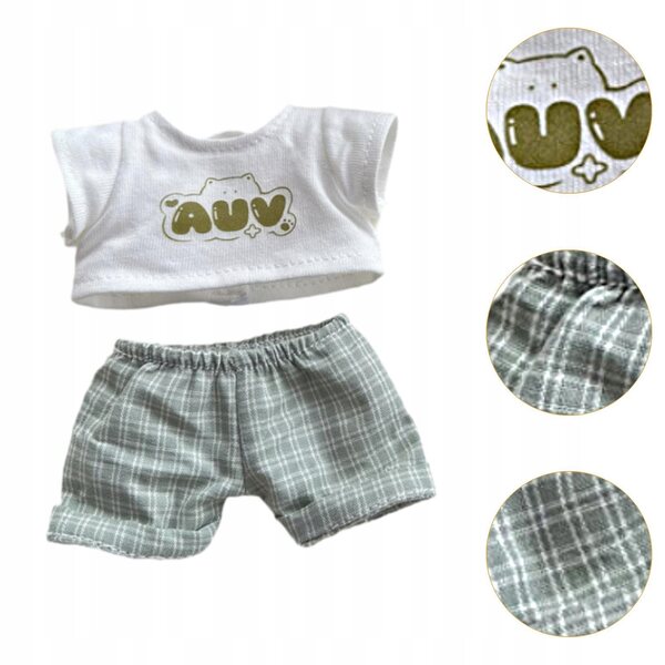 Bekleidungsset für 6-Zoll-Puppen mit mehrfarbigem T-Shirt und Hose