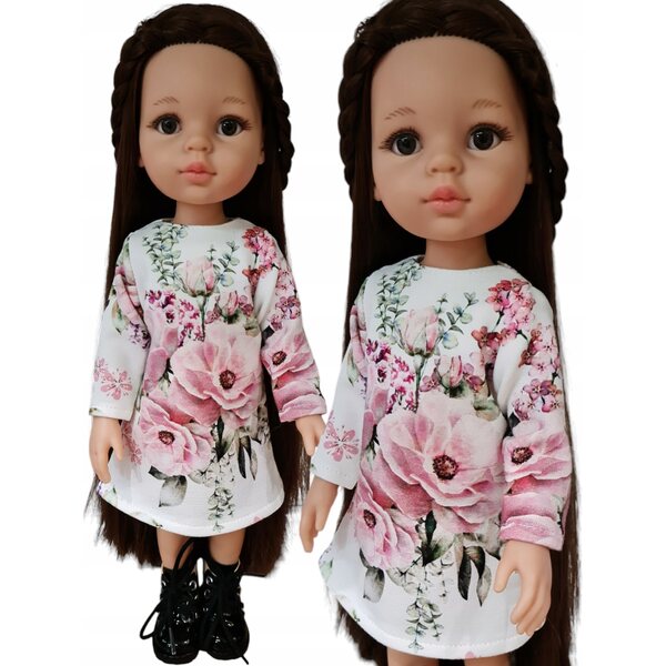 Kleid mit Rosen für Paola Reina 32 cm Puppe aus mehrfarbigem Stoff
