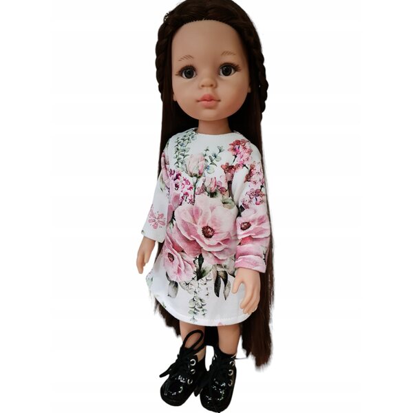Kleid mit Rosen für Paola Reina 32 cm Puppe aus mehrfarbigem Stoff