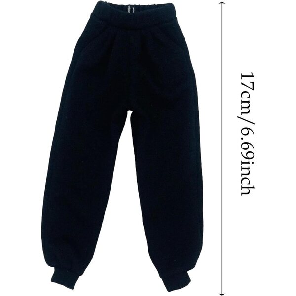 Pantaloni Casual in Miniatura per Bambole 1/6 – Nero, Stoffa, 17 cm