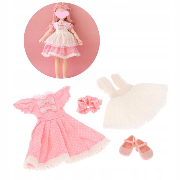 30-cm-BJD-Puppenkleidung mit hochwertigem Kleid, Accessoires und Schuhen