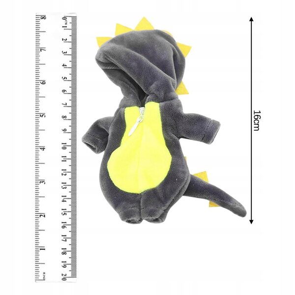 Kombinezon per Bambole 1/12 Cute Animals Nero e Grigio in Morbido Plush