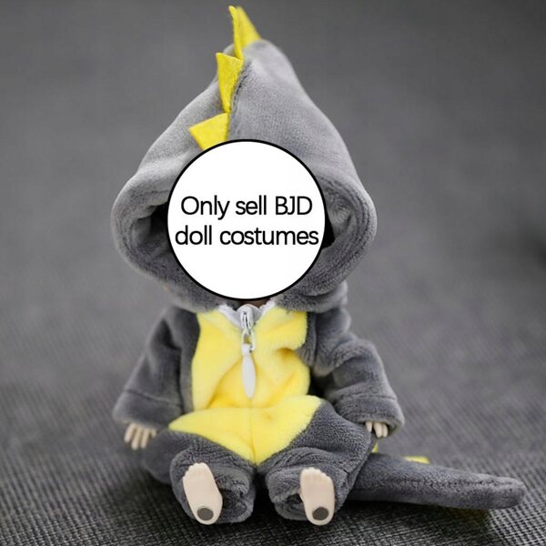 Kombinezon per Bambole 1/12 Cute Animals Nero e Grigio in Morbido Plush