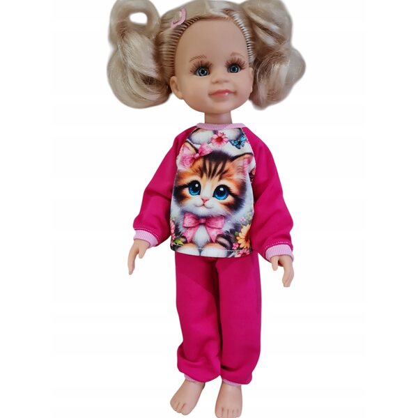 Dres-Outfit für Paola Reina 32 cm Puppe mit Katzenaufdruck und Hose