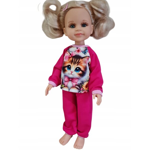 Dres-Outfit für Paola Reina 32 cm Puppe mit Katzenaufdruck und Hose