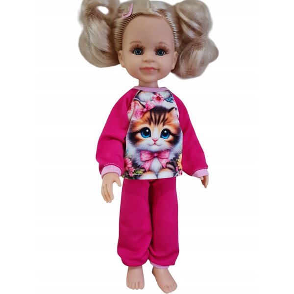 Dres-Outfit für Paola Reina 32 cm Puppe mit Katzenaufdruck und Hose