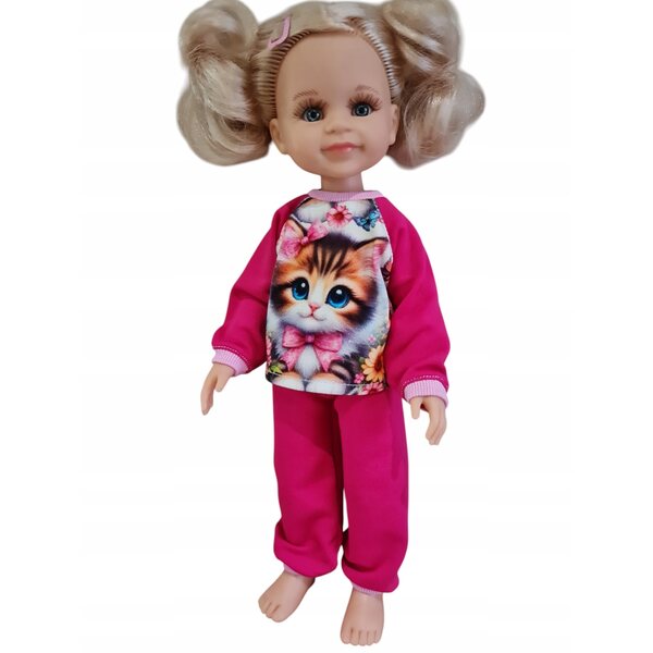 Dres-Outfit für Paola Reina 32 cm Puppe mit Katzenaufdruck und Hose