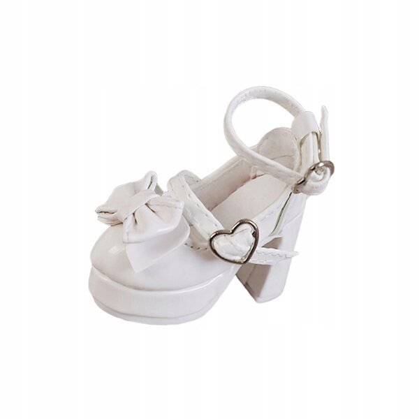 Damenschuhe für 1/4 Puppen mit weißen High Heels und dekorativer Schleife