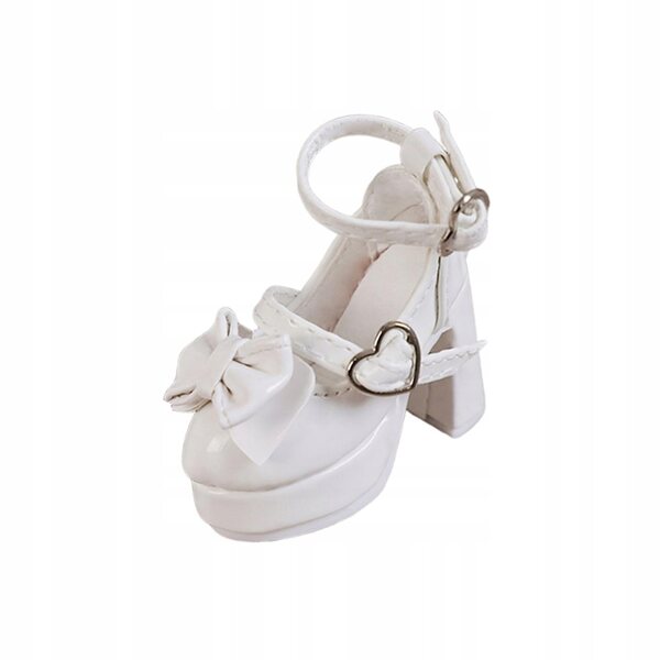 Damenschuhe für 1/4 Puppen mit weißen High Heels und dekorativer Schleife