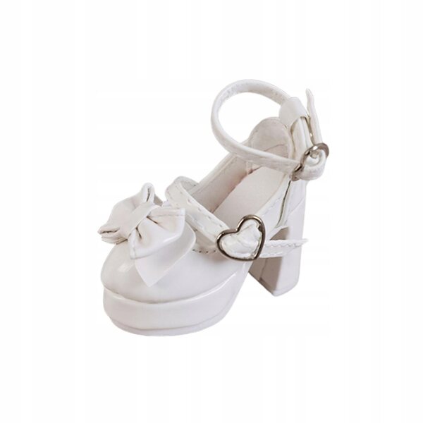 Damenschuhe für 1/4 Puppen mit weißen High Heels und dekorativer Schleife