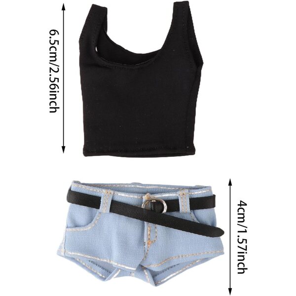 1/6 Puppenkleidungsset Jeans und kurze hellblaue Weste für 12-Zoll-Figuren
