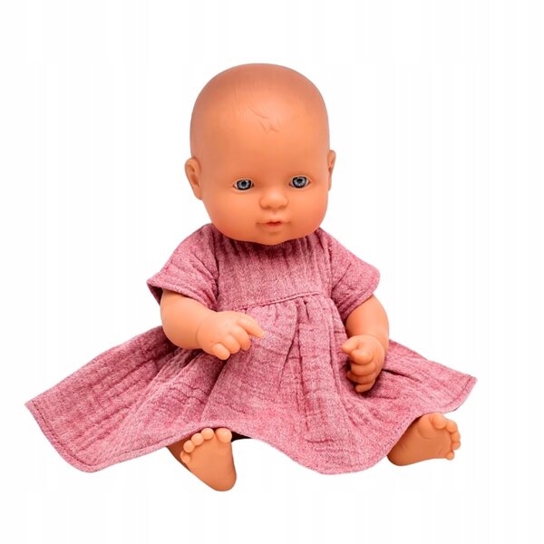 Rosa Musselinkleid für Miniland 32 cm und Minikane 28 cm Puppen