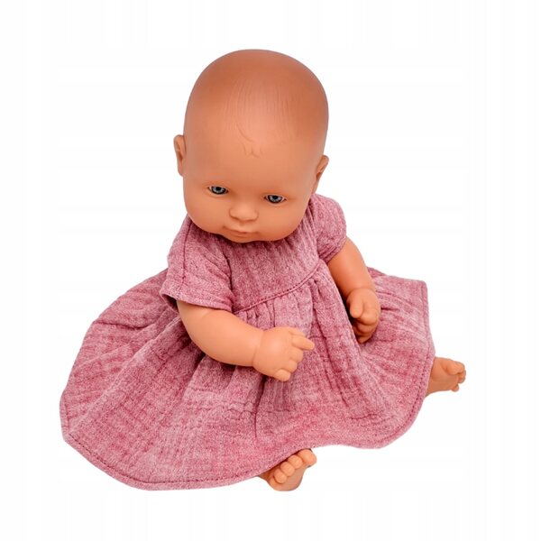 Rosa Musselinkleid für Miniland 32 cm und Minikane 28 cm Puppen