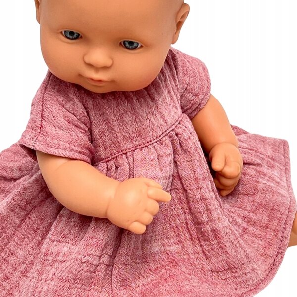 Rosa Musselinkleid für Miniland 32 cm und Minikane 28 cm Puppen