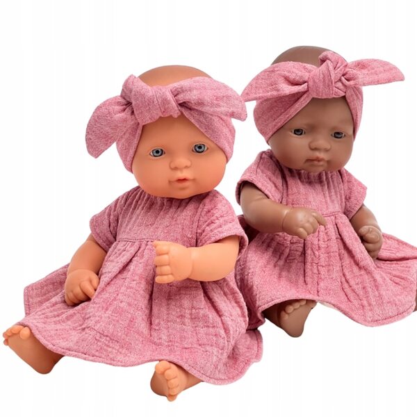 Rosa Musselinkleid für Miniland 32 cm und Minikane 28 cm Puppen