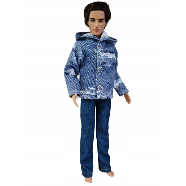 Giacca di jeans con cappuccio per una bambola: un vestito alla moda per un bambino