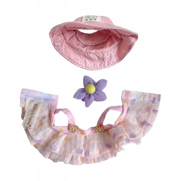 Ubranka pour poupées de 15 cm avec canard rose et chapeau en tissu doux