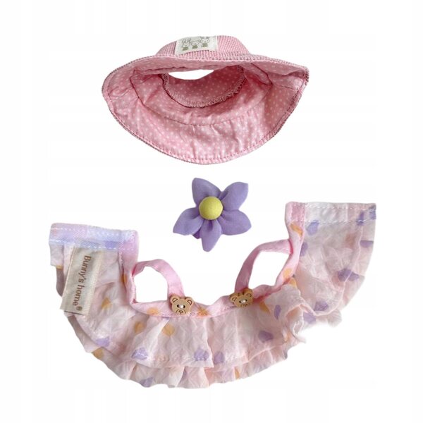 Ubranka pour poupées de 15 cm avec canard rose et chapeau en tissu doux