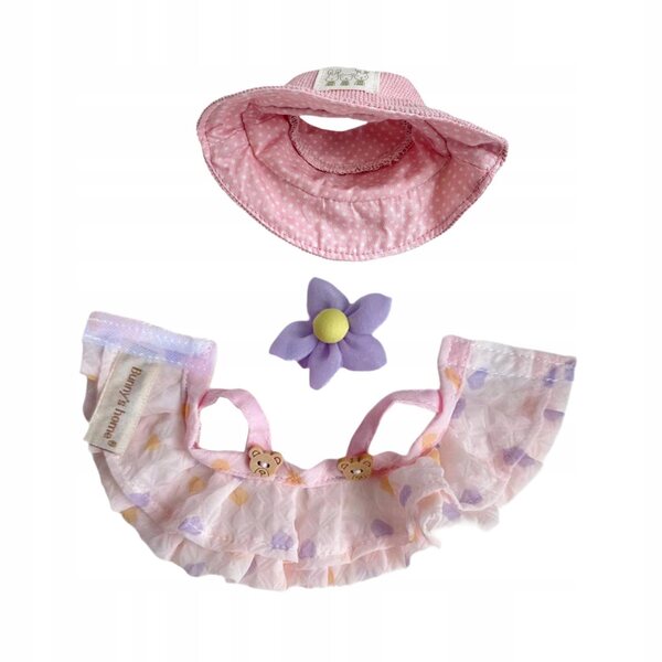 Ubranka pour poupées de 15 cm avec canard rose et chapeau en tissu doux