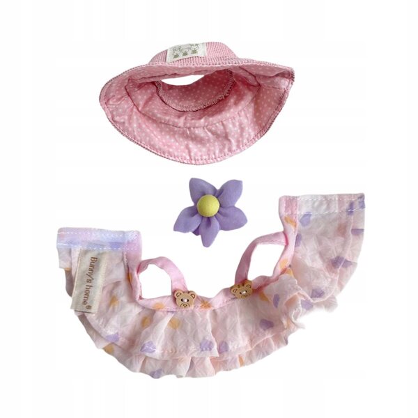 Ubranka pour poupées de 15 cm avec canard rose et chapeau en tissu doux