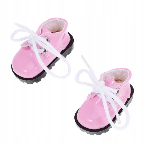 Mini scarpe rosa per bambole in ecopelle durevoli e decorate a mano