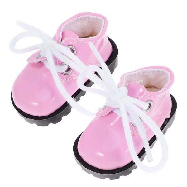 Mini scarpe rosa per bambole in ecopelle durevoli e decorate a mano