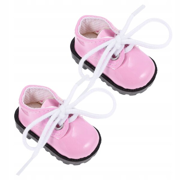 Mini scarpe rosa per bambole in ecopelle durevoli e decorate a mano