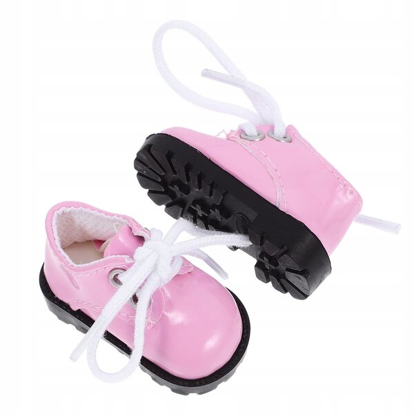 Mini scarpe rosa per bambole in ecopelle durevoli e decorate a mano