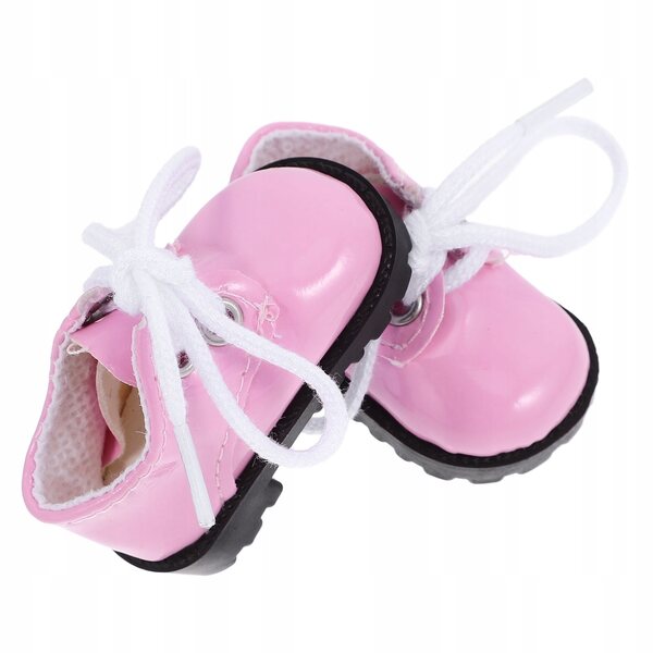 Mini scarpe rosa per bambole in ecopelle durevoli e decorate a mano
