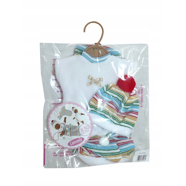 Llorens M30-008 weißes Kleid für 30-cm-Puppe, inklusive Kleiderbügel