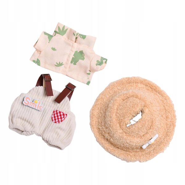 Kleidung für 15–17 cm große Plüschpuppen mit Hose, Hemd und weicher Mütze