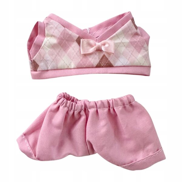 Set 2 capi d'abbigliamento a quadri per bambole 15-17 cm con pantaloni rosa
