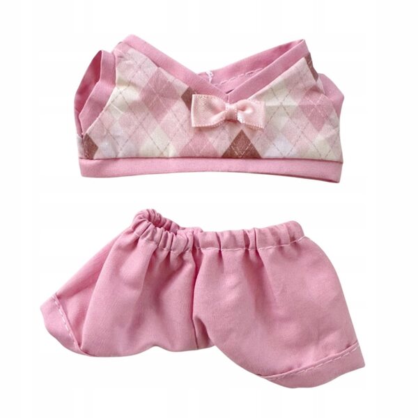 Set 2 capi d'abbigliamento a quadri per bambole 15-17 cm con pantaloni rosa