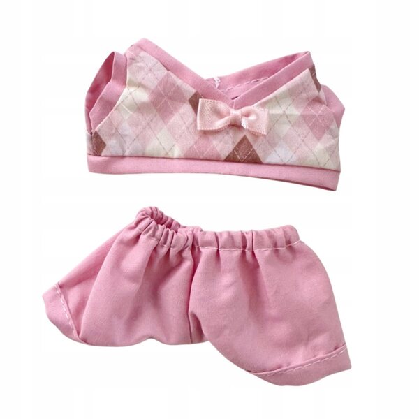 Set 2 capi d'abbigliamento a quadri per bambole 15-17 cm con pantaloni rosa
