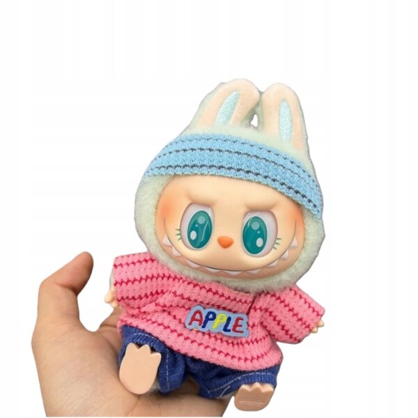 Bekleidungsset für Labubu Puppe 17 cm mit Pullover, Jeans und Mütze