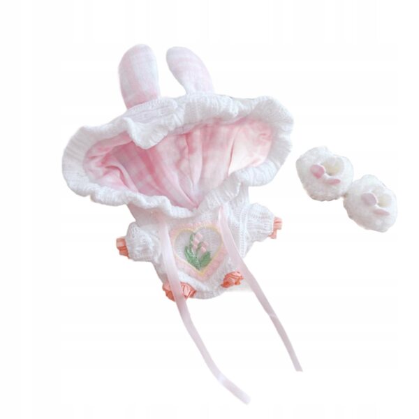 Plüsch-Body mit Kapuze für 15–17 cm große rosa Puppen, inklusive Schuhe
